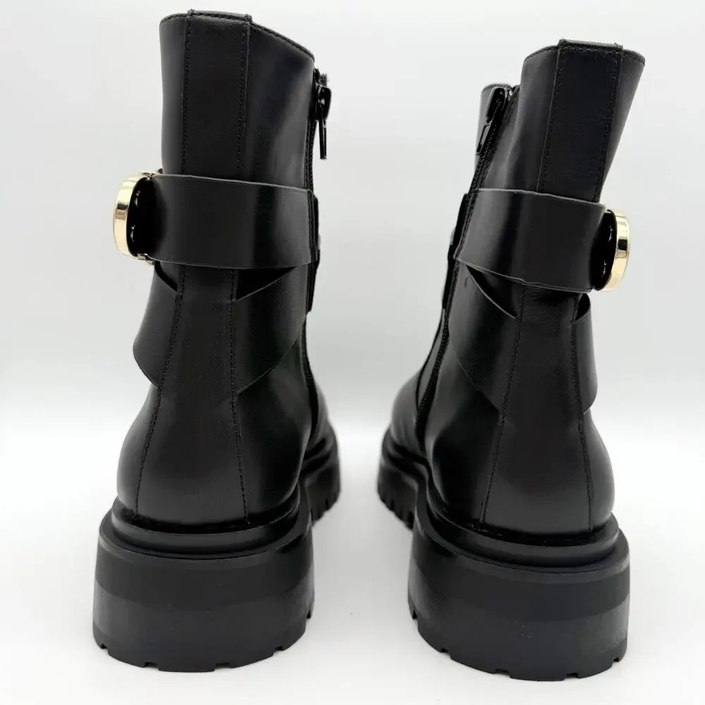 Steve Madden Womens Lonny Ankle Booties US 7.5 EU 38 Black Leather NIB